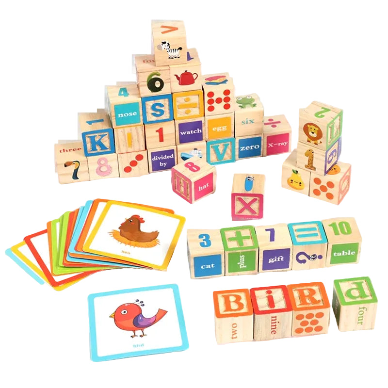 Wooden ABC Alphabet Blocks with Flashcards - Oliver & Company