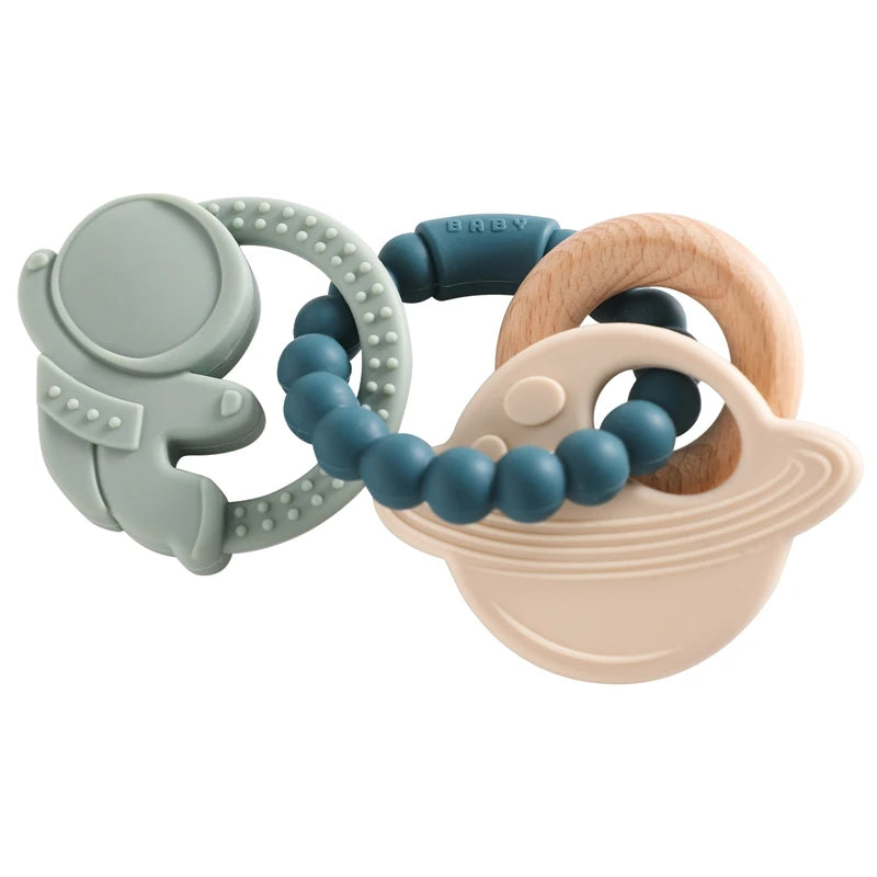 Linked Silicone and Wood Teether