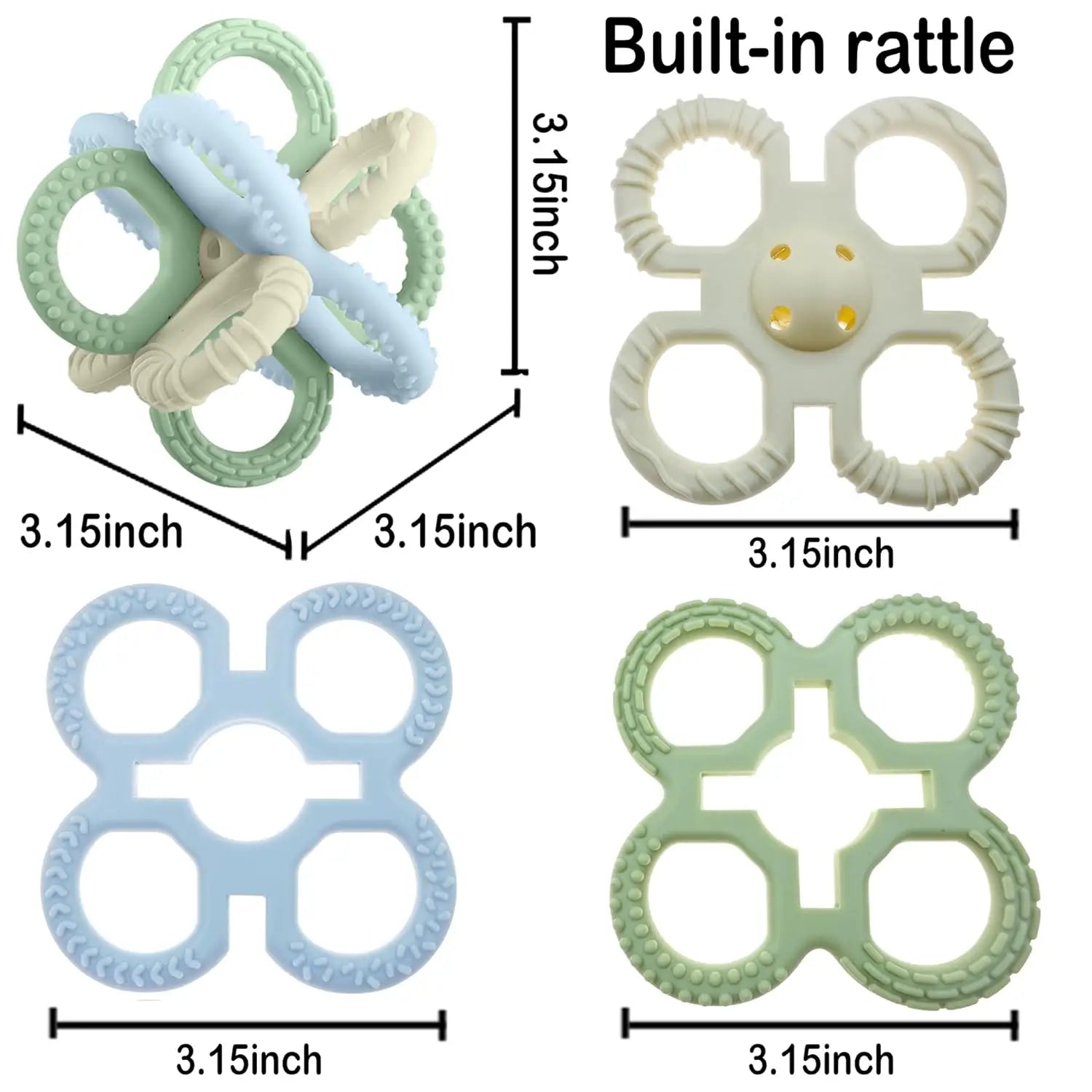 Interlocking Silicone Rattle and Teether