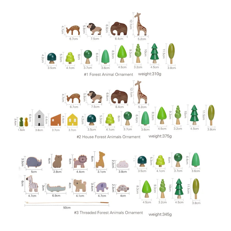 Wooden Forest Trees and Tiny Houses