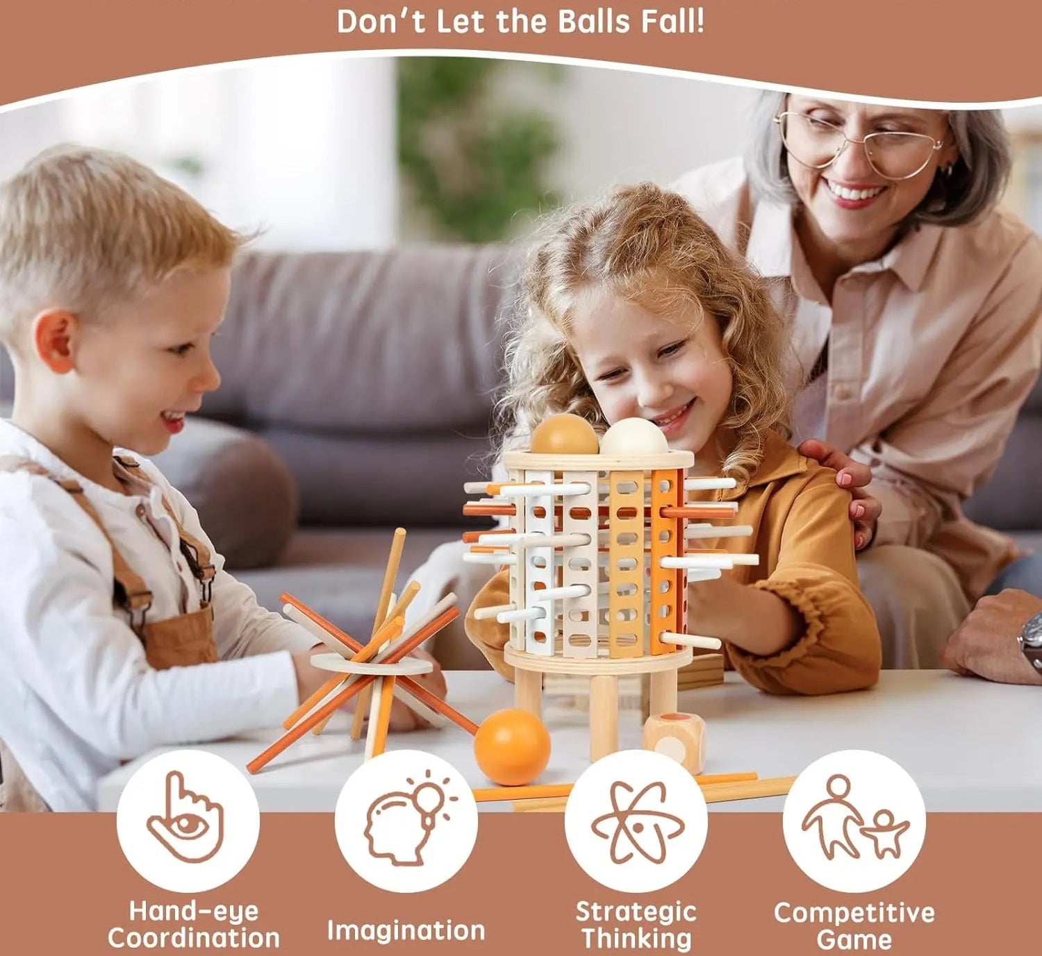 Montessori Wooden Stick & Ball Drop Game