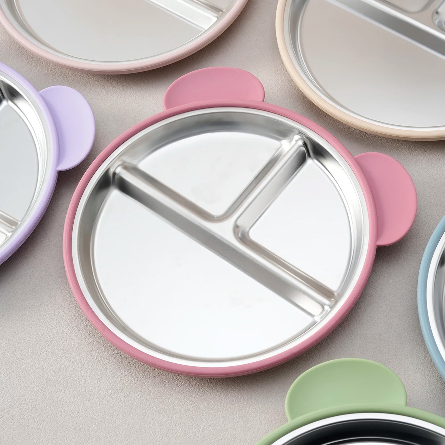 Bear Suction Plate for Toddlers | Stainless Steel & Silicone | Oliver & Company Montessori Toys