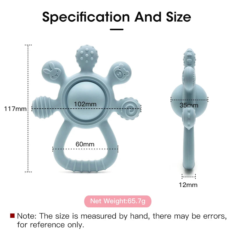 Crab Silicone Rattle Teether - Baby Hand Bell Teething Toy