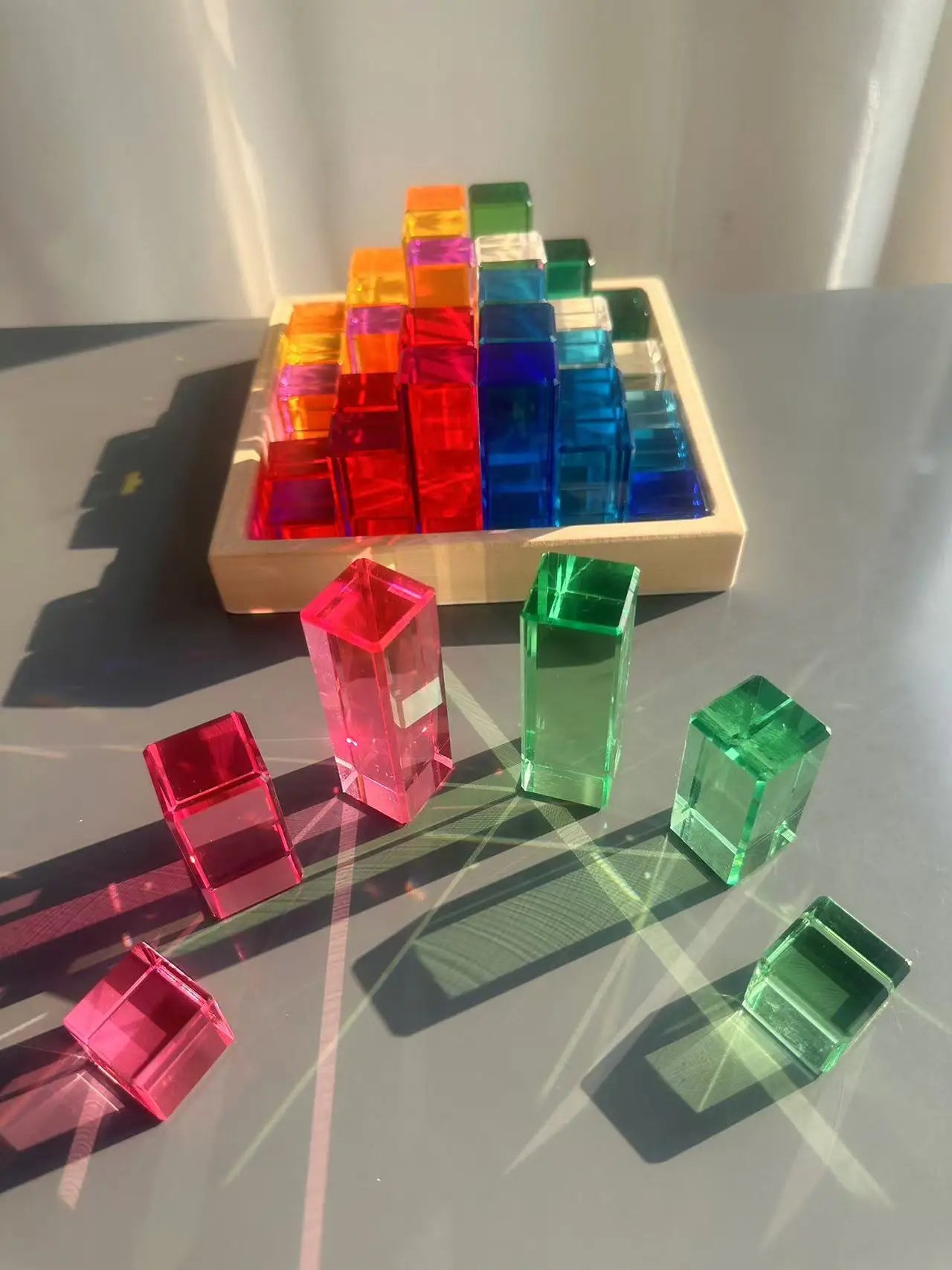 Rainbow Transparent Acrylic Stacking Blocks for Kids
