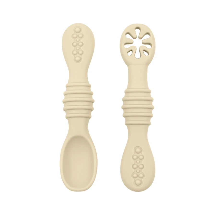 Cream bendable silicone spoon set