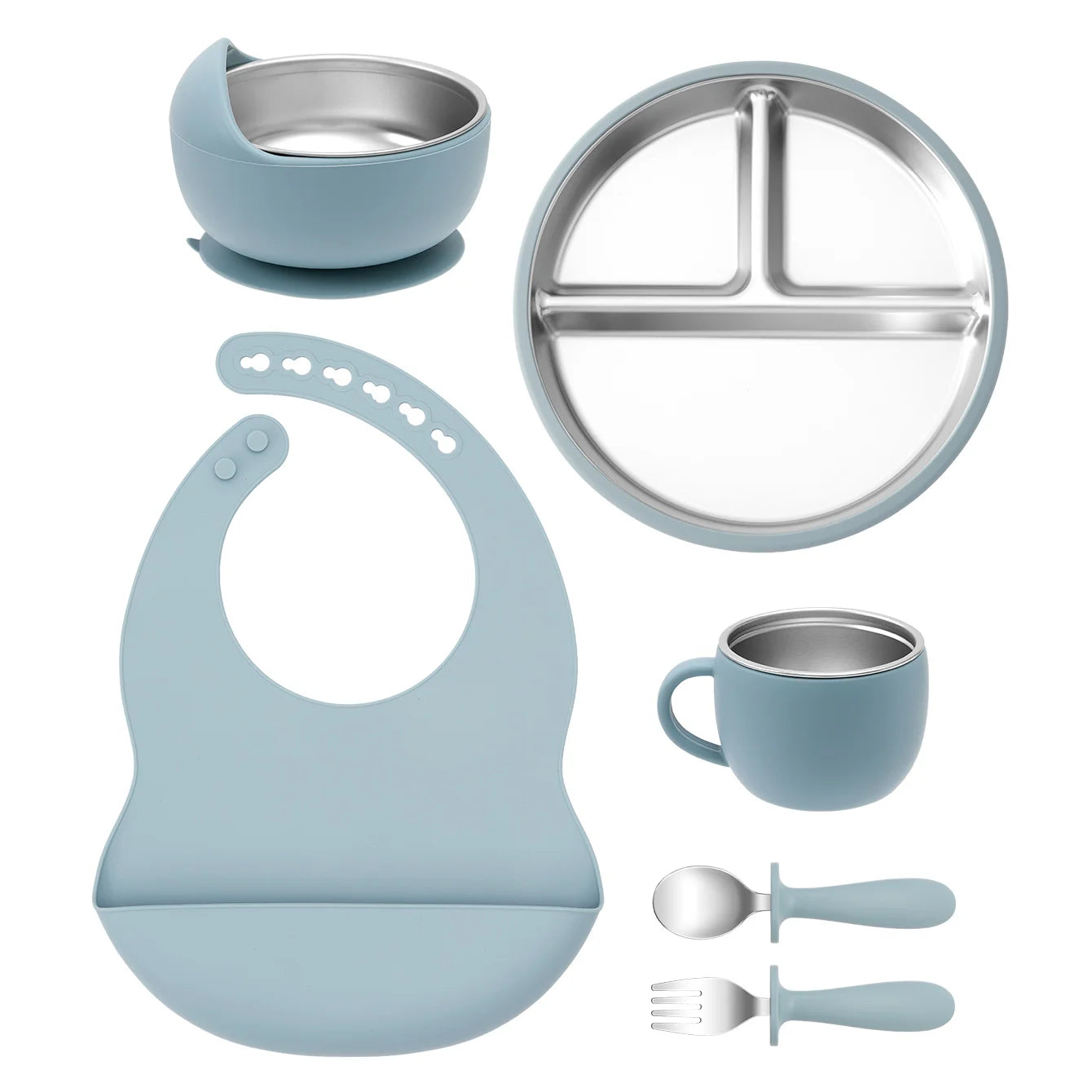 Silicone and Stainless Steel Tableware Set