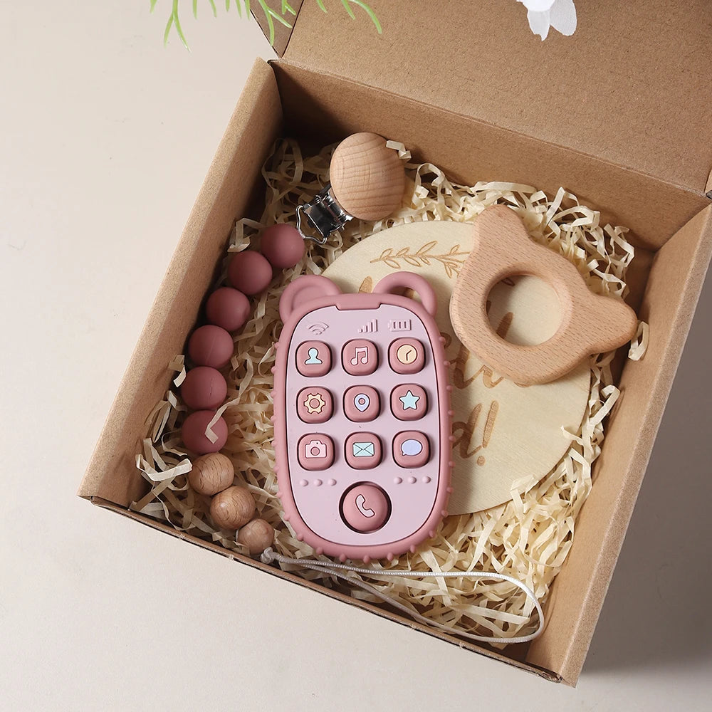 Remote Control & Wooden Teether Baby Gift Set