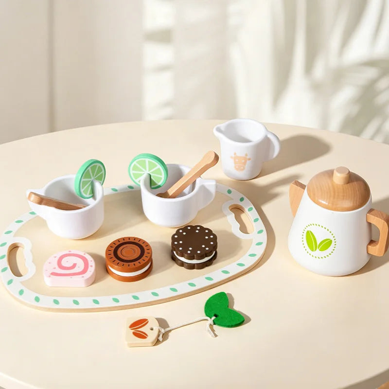 Wooden Tea Time Dessert Set | Oliver Montessori Toys