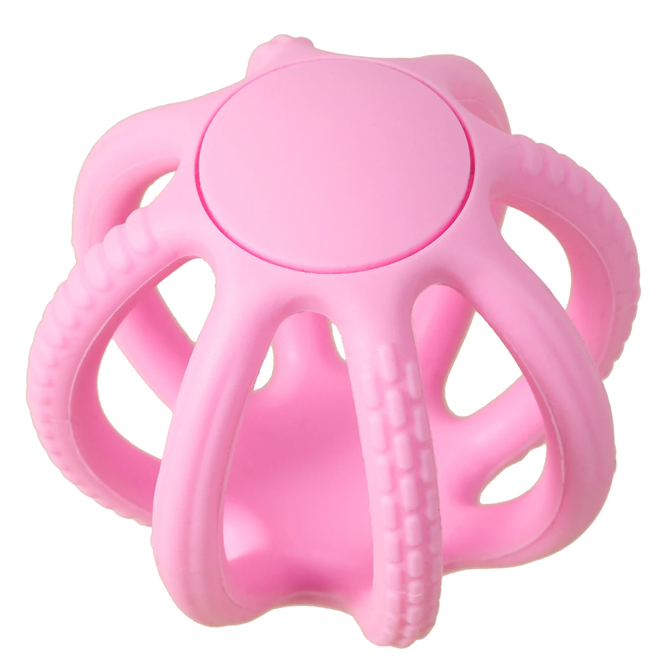 Pink octopus ball silicone teether