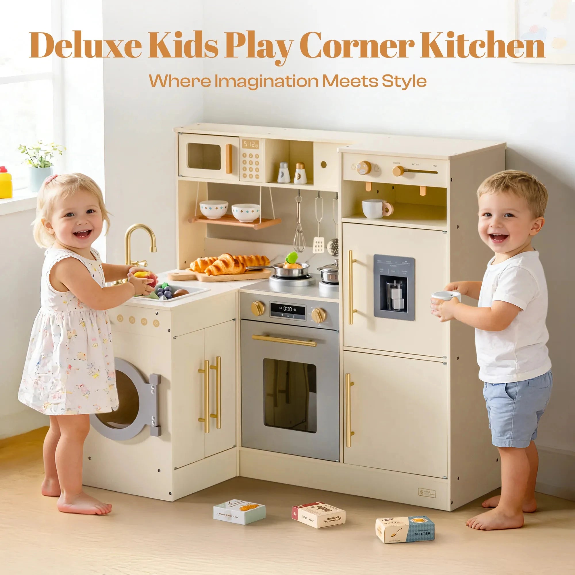 Corner Play Kitchen with Washing Machine