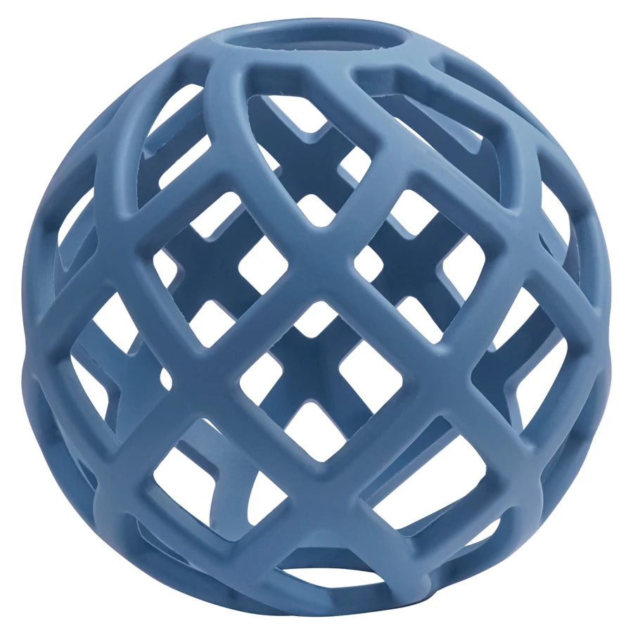 Blue silicone lattice teether ball