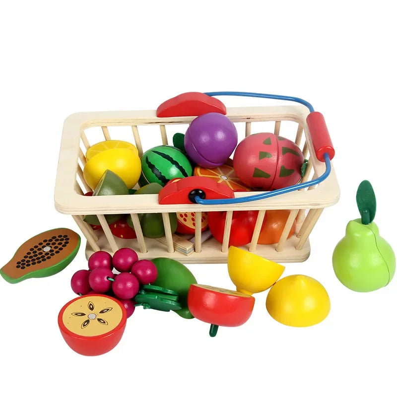 Kids Wooden Magnetic Cutting Fruit & Vegetable Playset by Oliver & Company