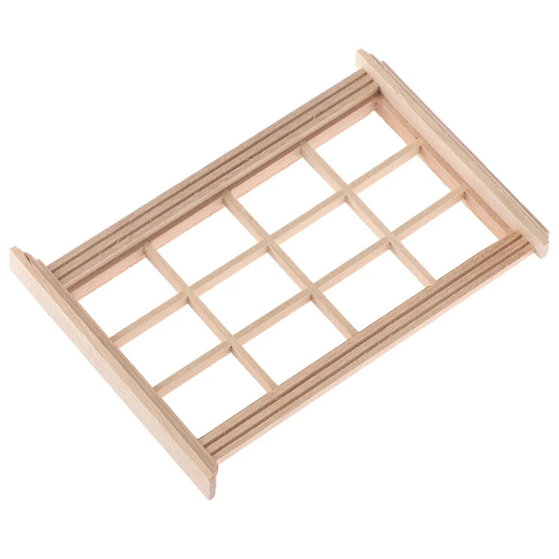 Wooden display rack with 15 small compartments on a white background