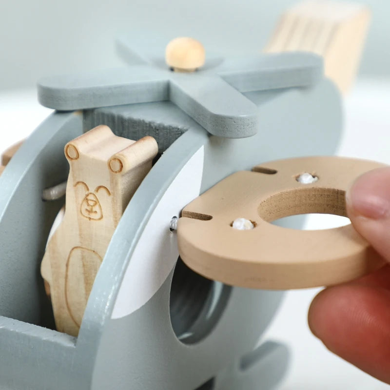 Hand-Pushed Wooden Helicopter Toy | Oliver Montessori