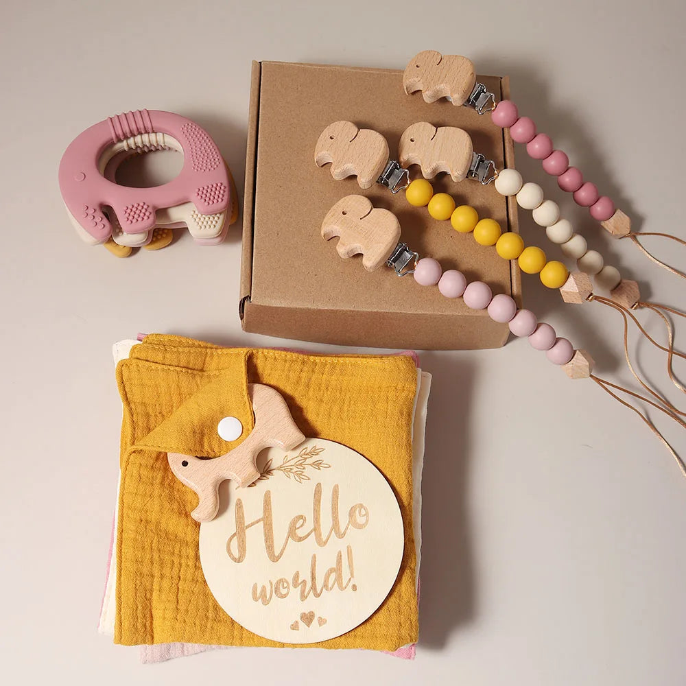 Baby Bib & Teether Elephant Gift Set