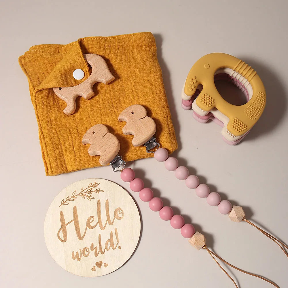 Baby Bib & Teether Elephant Gift Set