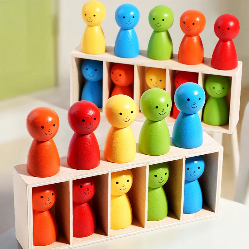 Wooden Color Matching Peg Doll Game