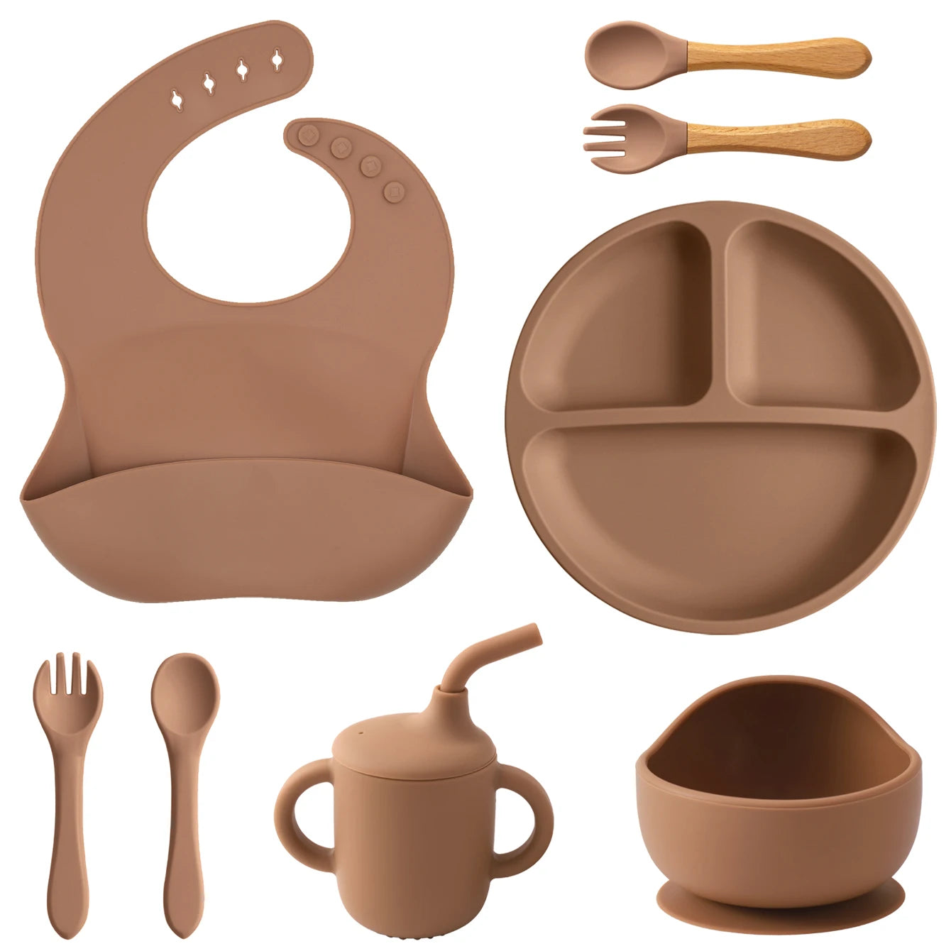 Clay 8-piece silicone feeding set