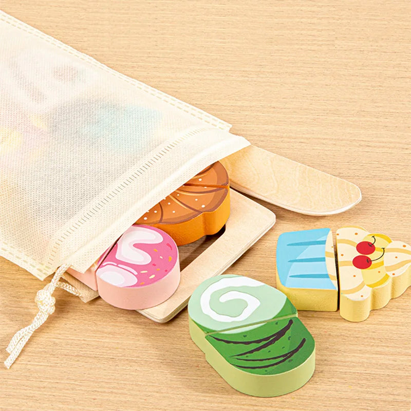 Wooden Kitchen Pretend Toy Set – Cut Fruit & Veg for Kids