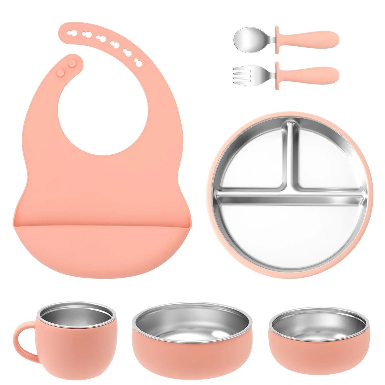7-Piece Baby Feeding Set | Stainless Steel & Silicone BPA-Free | Oliver & Company