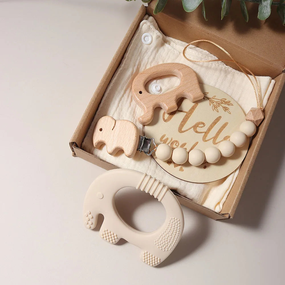 Baby Bib & Teether Elephant Gift Set