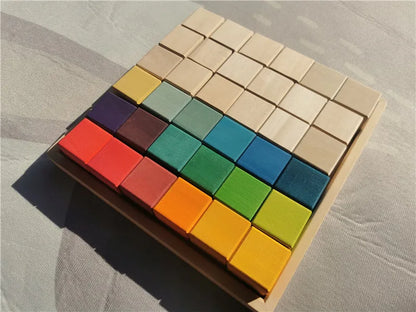 Rainbow Wooden Stacking Blocks  Oliver & Company Montessori Toys rainbow mixed set  