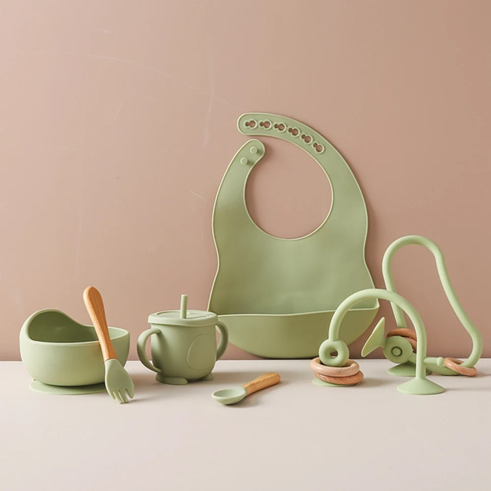 Silicone Baby Tableware Set + Teether Toys – BPA-Free Feeding Set