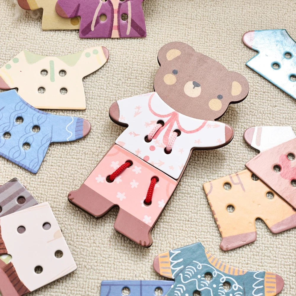Wooden Bear Dress-Up Threading Toy