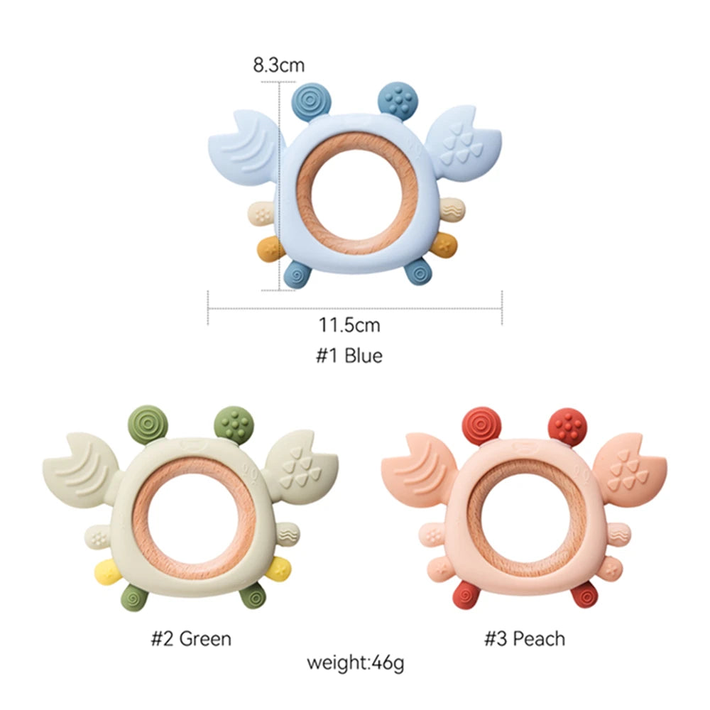 Colorful Cartoon Crab Baby Teething Toy | Oliver Montessori