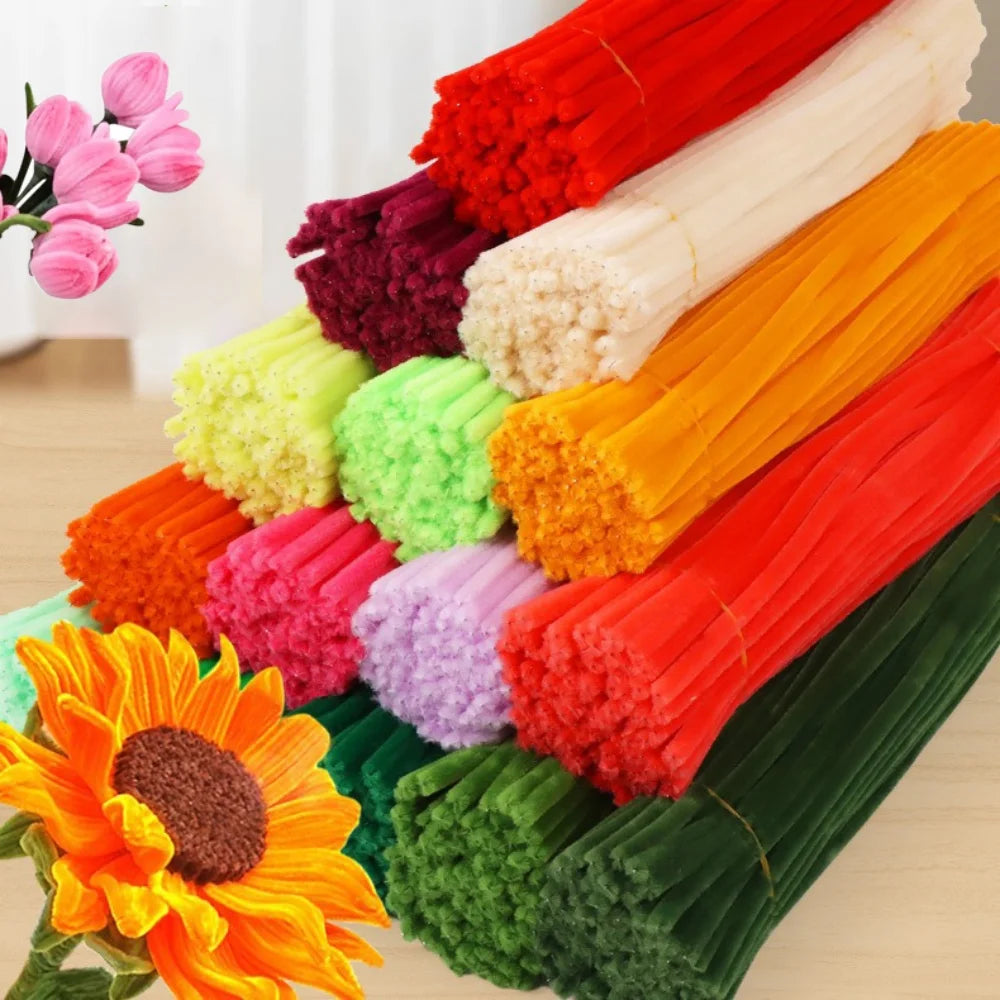 400pcs Chenille Pipe Cleaners for DIY Art Craft Materials, featuring a stack of colorful, rolled-up pieces, perfect for creative projects and educational play.