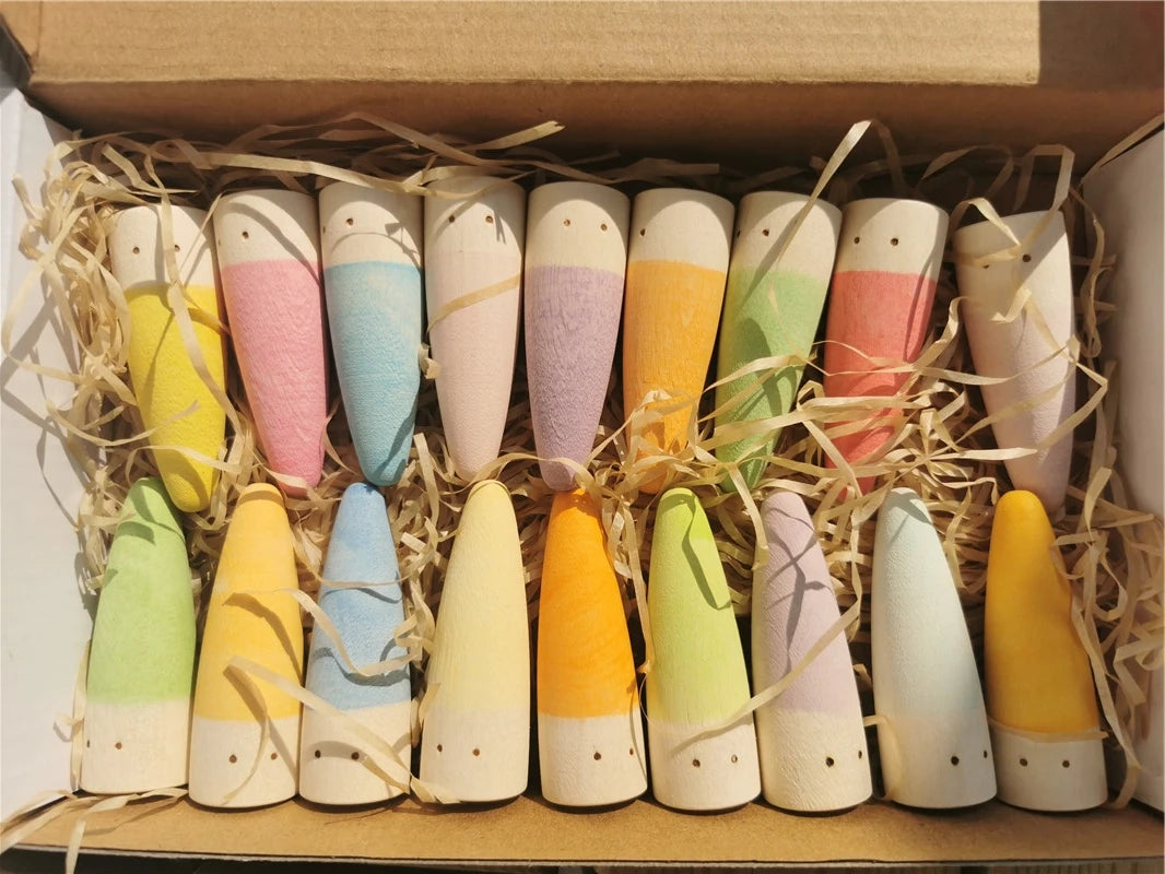 Rainbow Wooden Loose Parts - Shoots, Sticks & Cubes Collection