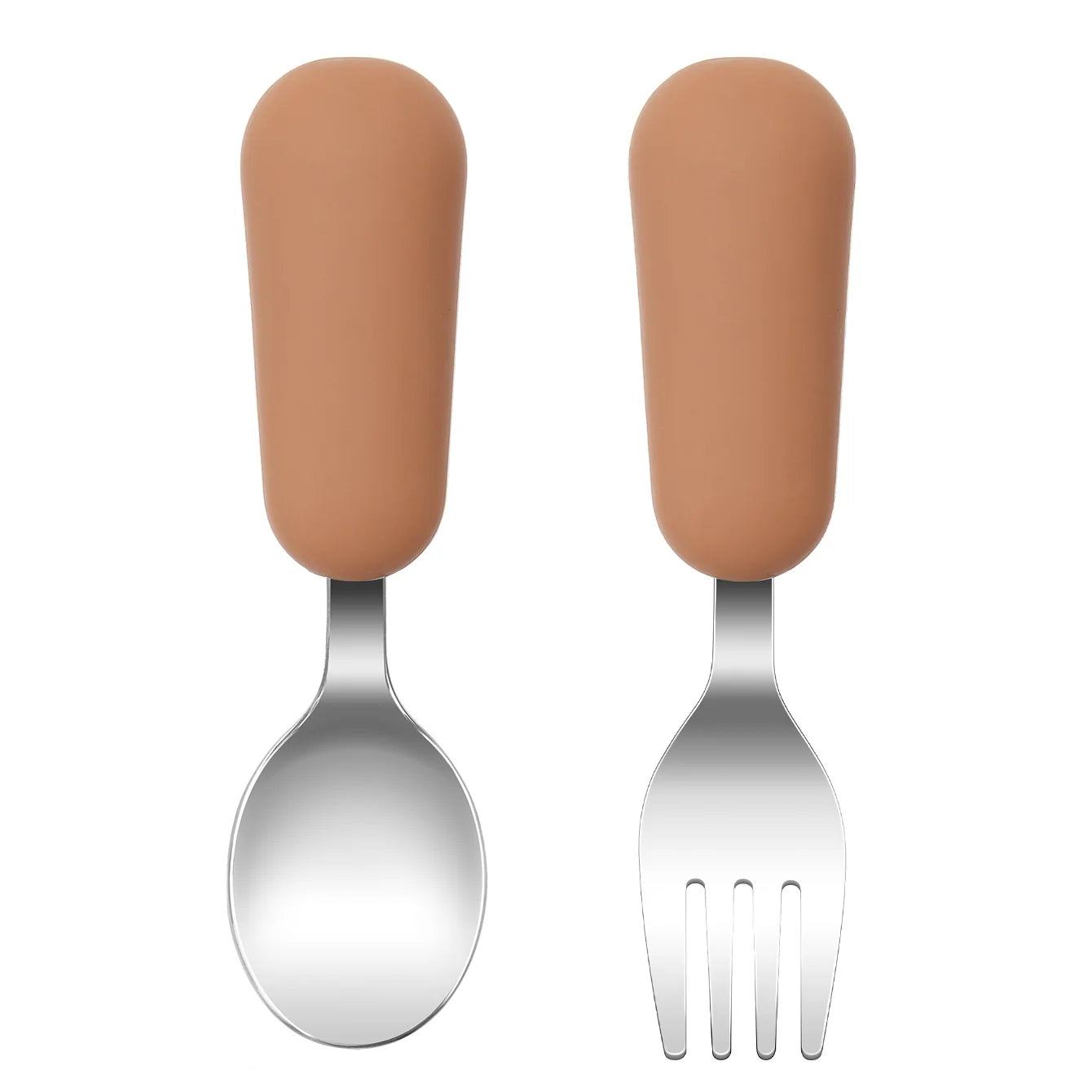 2-Piece Stainless Steel Silicone Fork and Spoon Set | Oliver & Company Montessori Toys