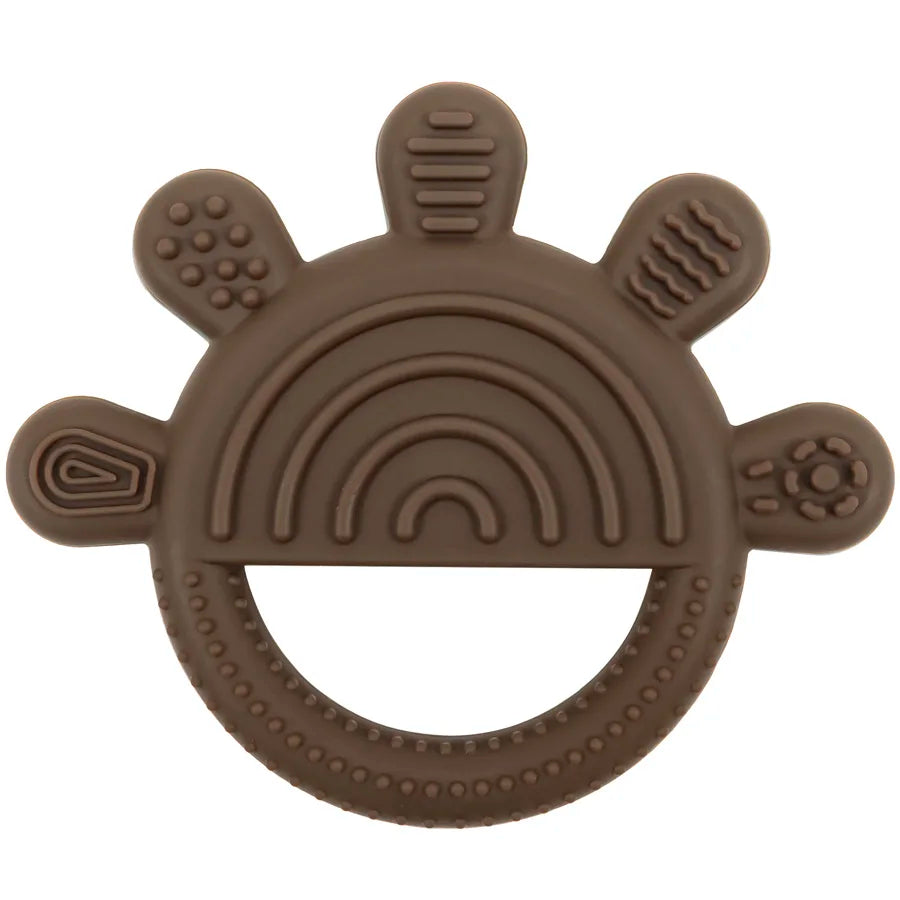 Brown rainbow sun silicone teether