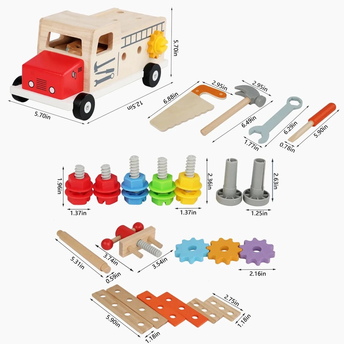 Wooden Diesel Truck Toolbox | Oliver Montessori Toys