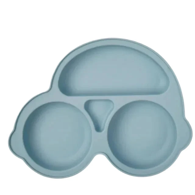 Blue silicone tray with compartments on a white background