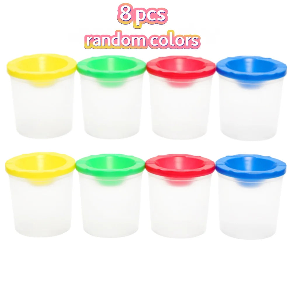 4-8pcs Painting Cups - Spill-Proof Paint Containers and Brush Holders