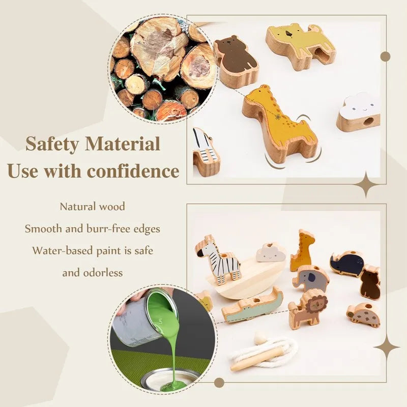 Montessori Wooden See-Saw Threading Toys