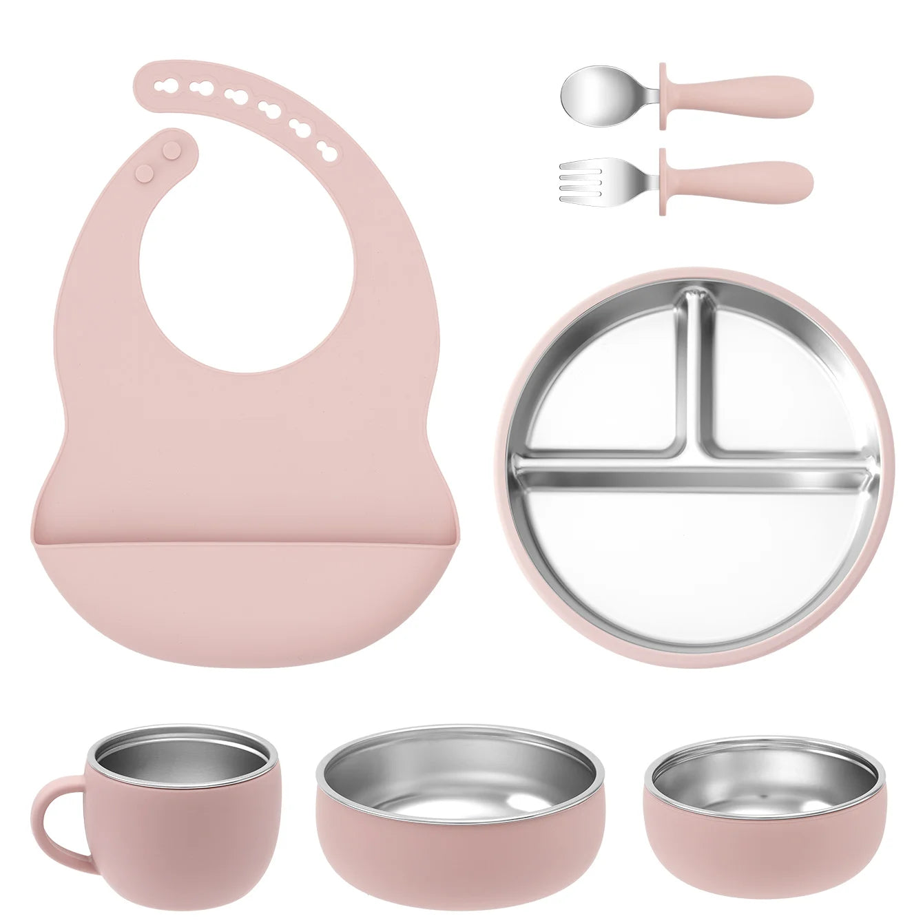 7-Piece Baby Feeding Set | Stainless Steel & Silicone BPA-Free | Oliver & Company