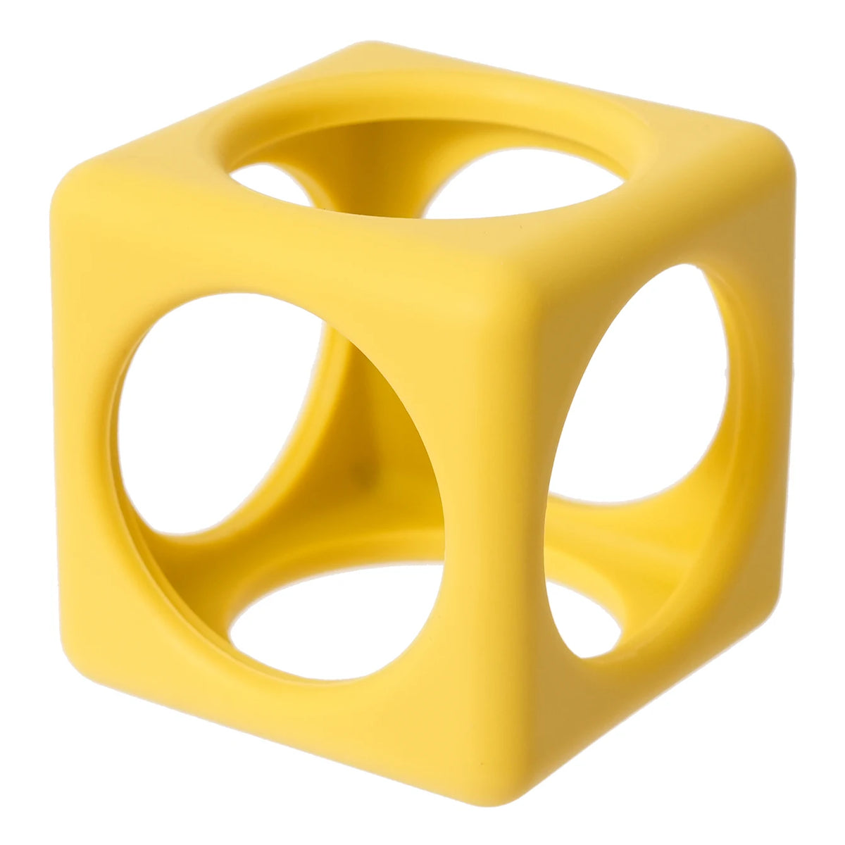 Yellow silicone cube teether