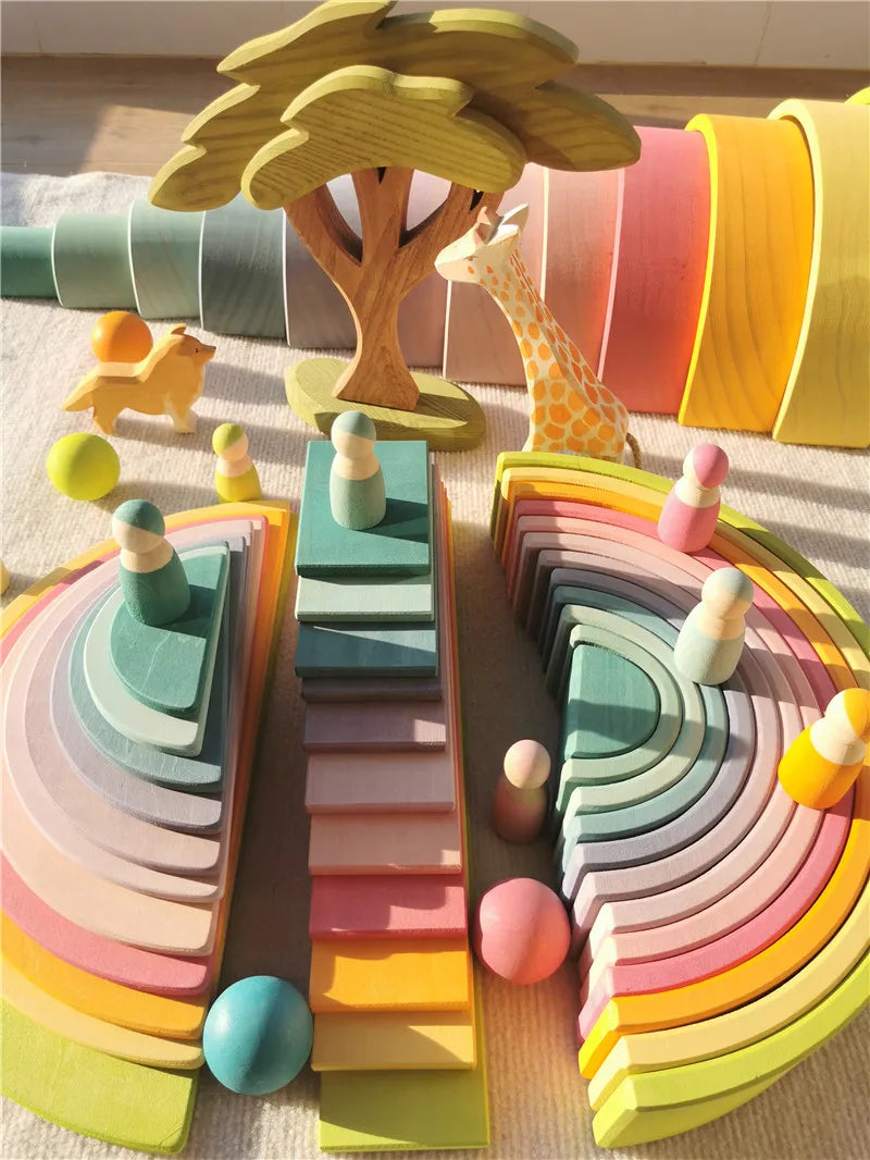 Montessori Large Basswood Arch, Semi-Circle, Tree, Peg Doll, and Ball Sets| Oliver Montessori Toys