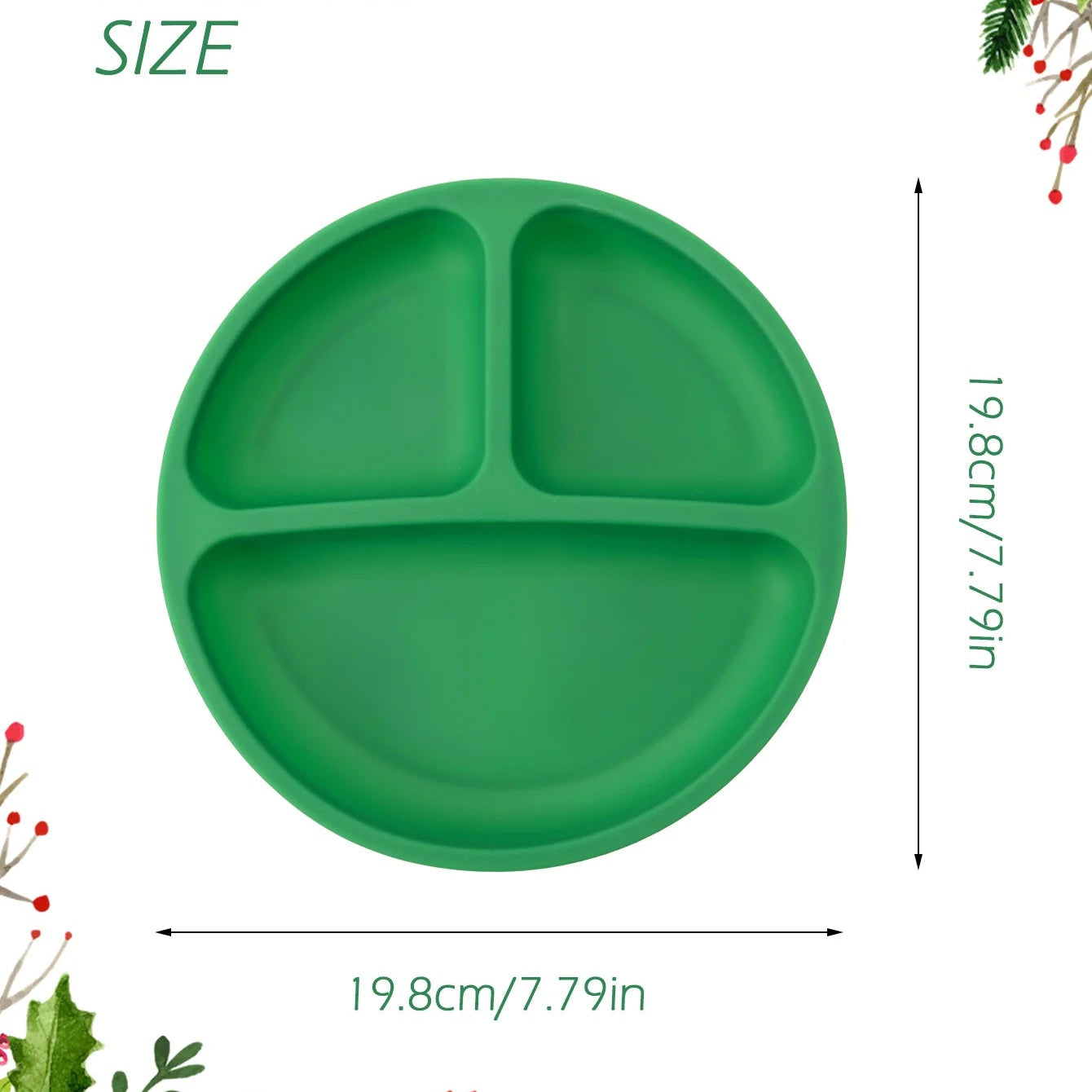 Round silicone divided suction plate size chart, 19.8 cm diameter