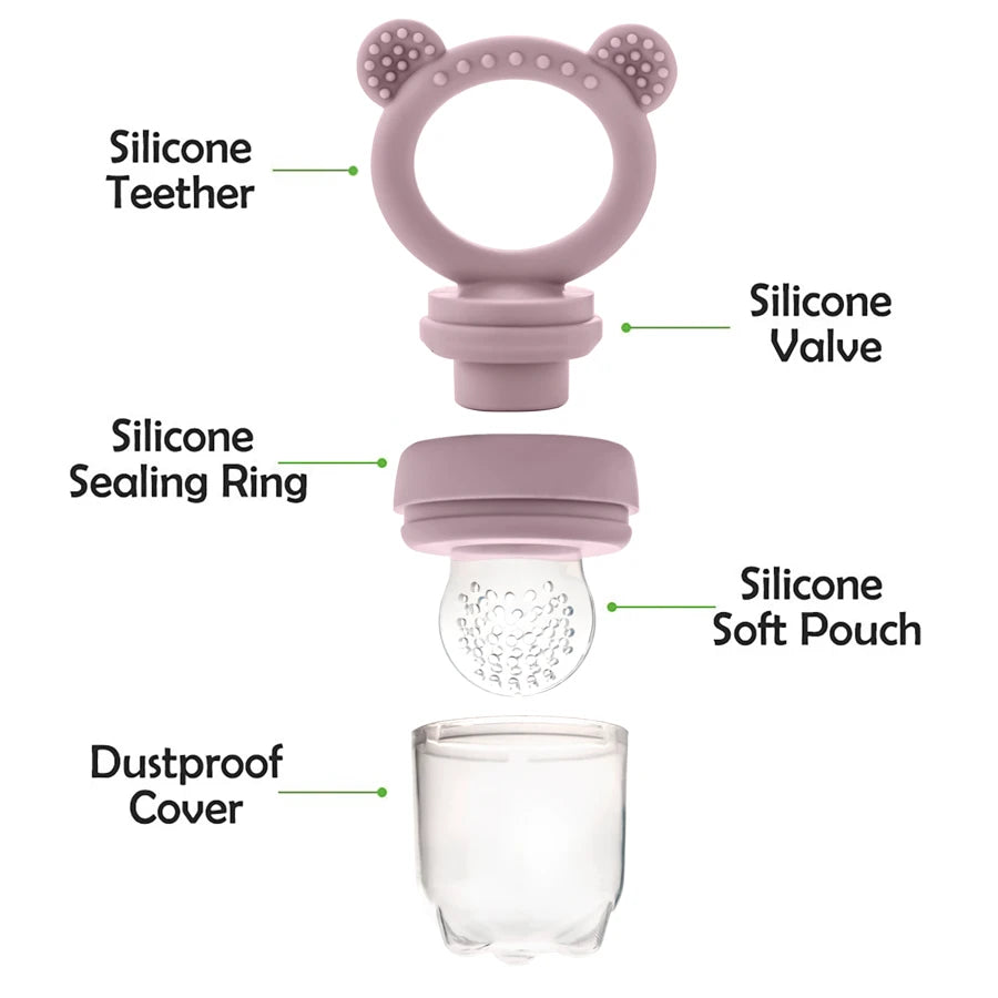 Feeder parts: silicone teether, valve, sealing ring, soft pouch and cover