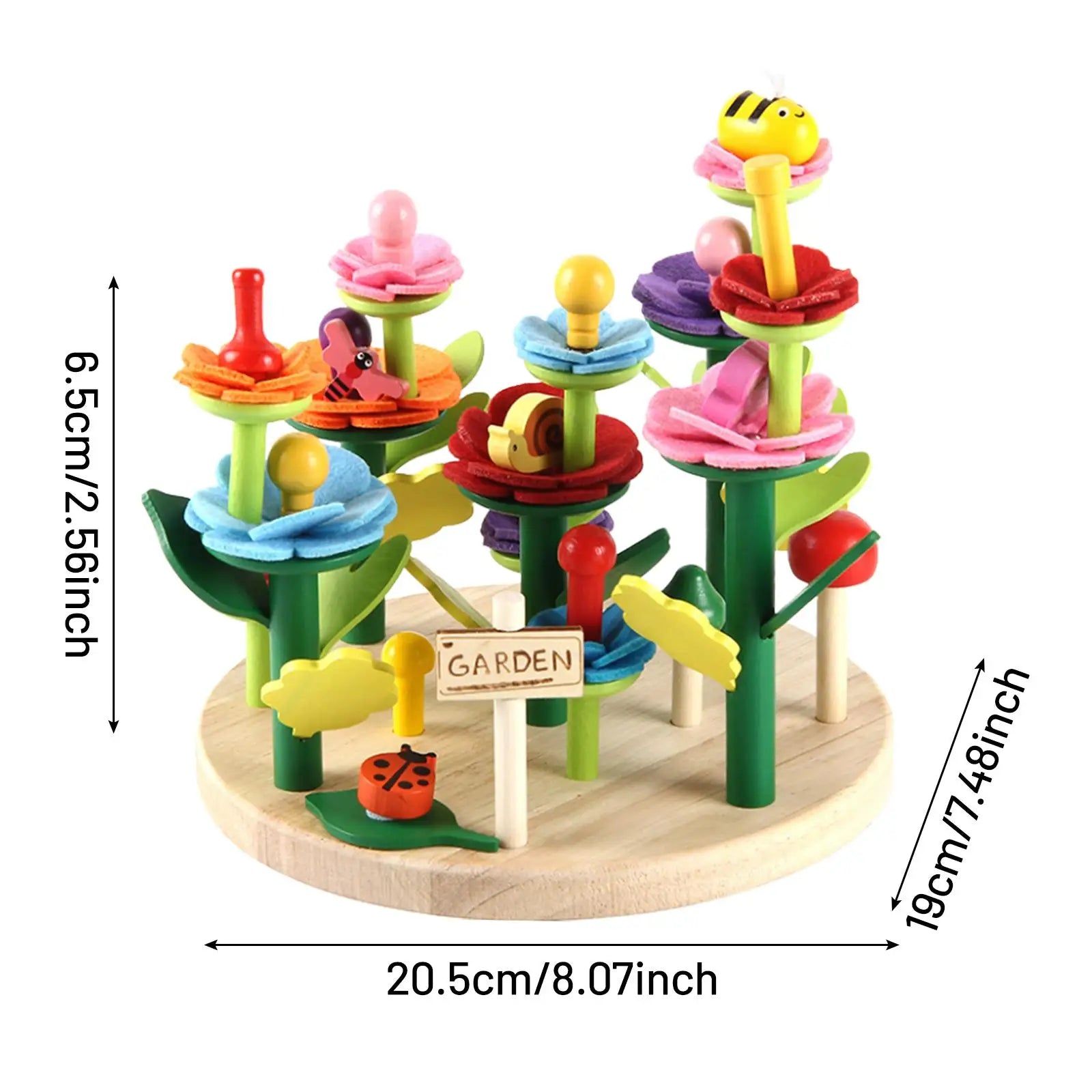 Wooden Flower Garden Building Toy for Kids | Montessori Stacking Toy Ages 4-6