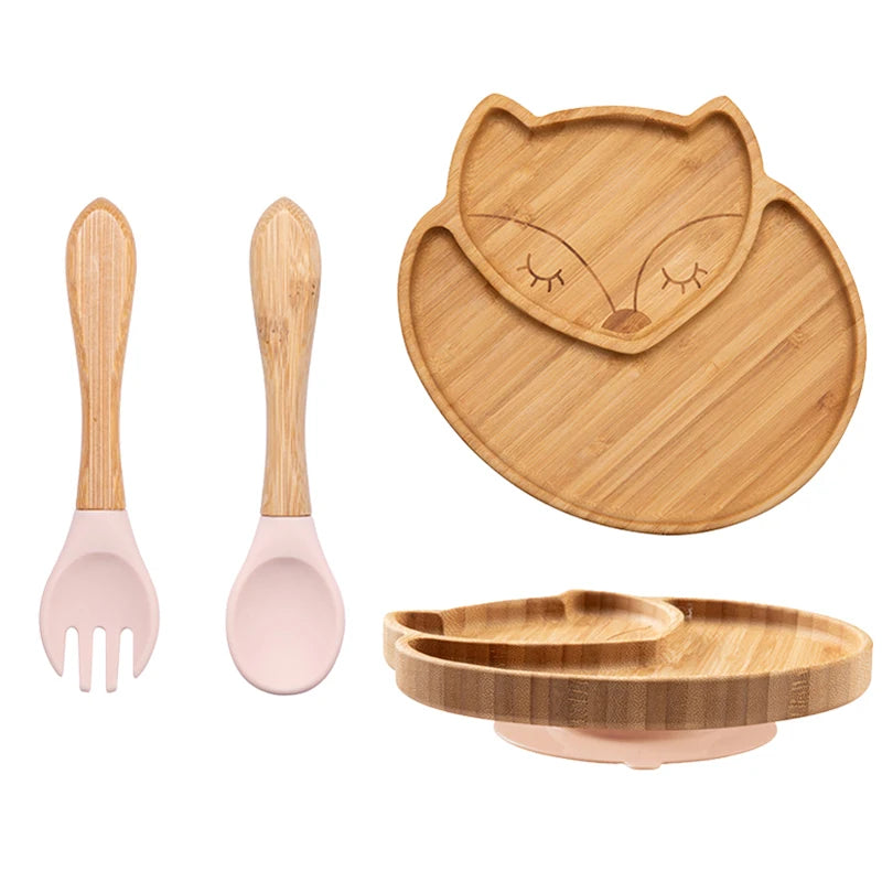 3pc Bamboo Baby Plate Set with Spoon & Fork