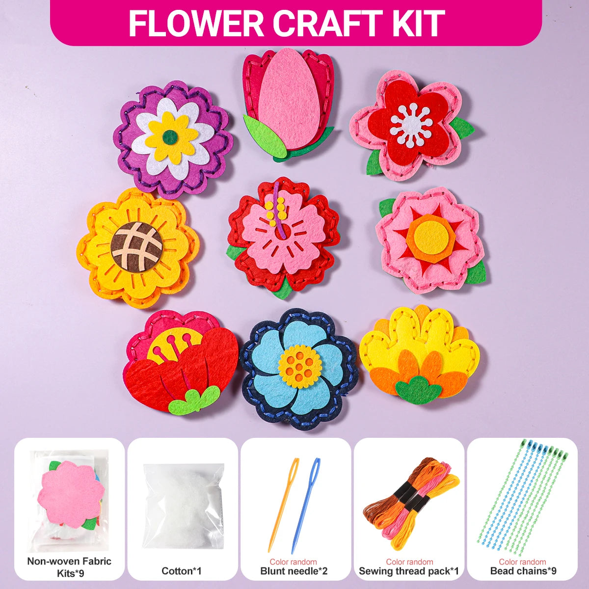 Felt Flower Sewing Kit for Kids – 9 Designs – Oliver & Company