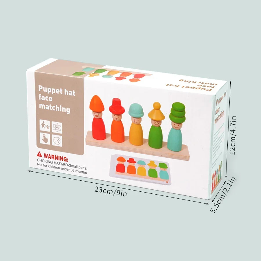  colorful puppet matching game with stackable hats