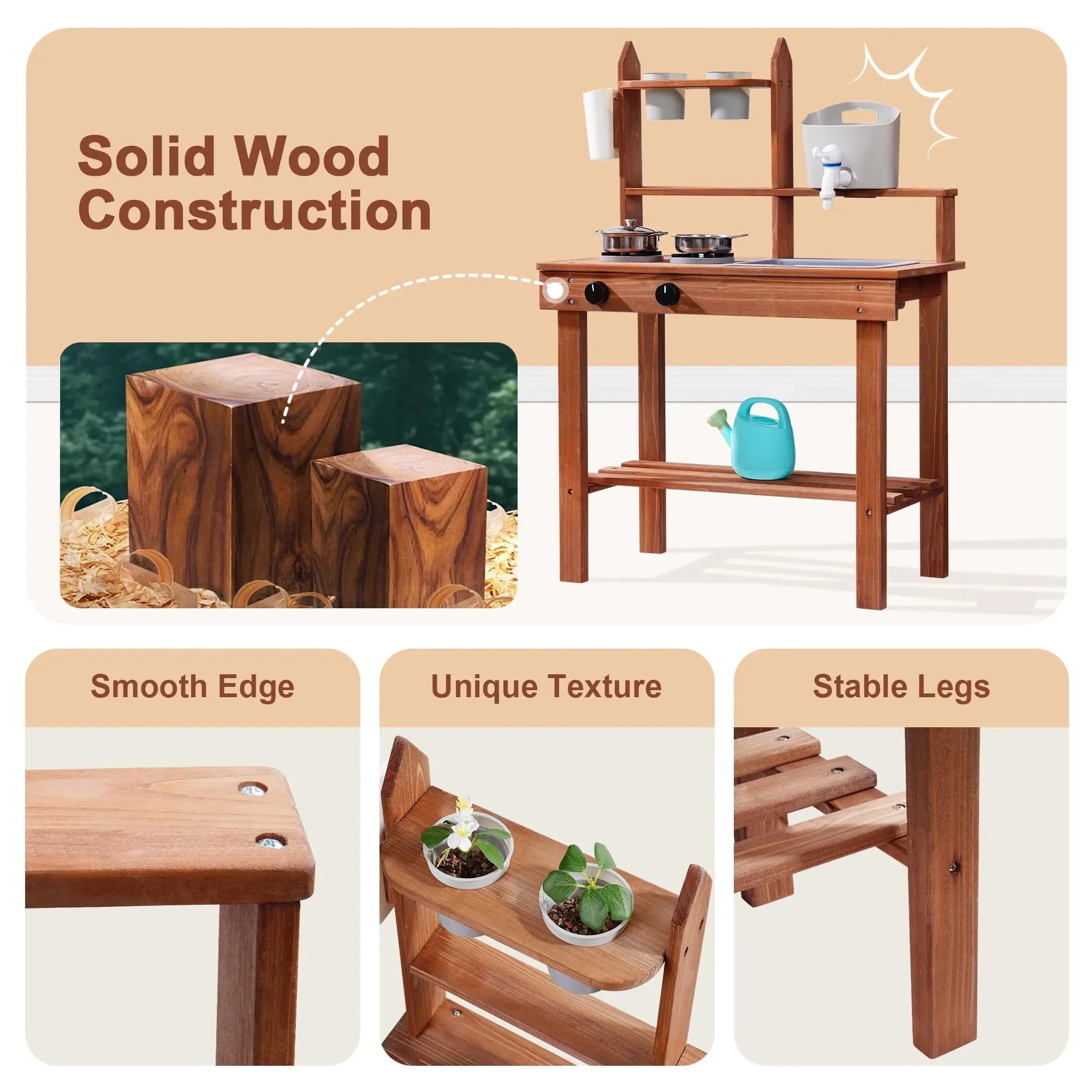 Wooden Outdoor Mud Kitchen | Oliver & Company Montessori Toys