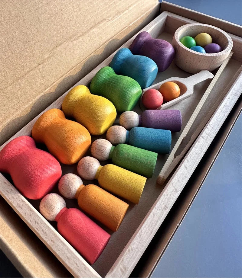 Rainbow Peg Doll Sorting Set