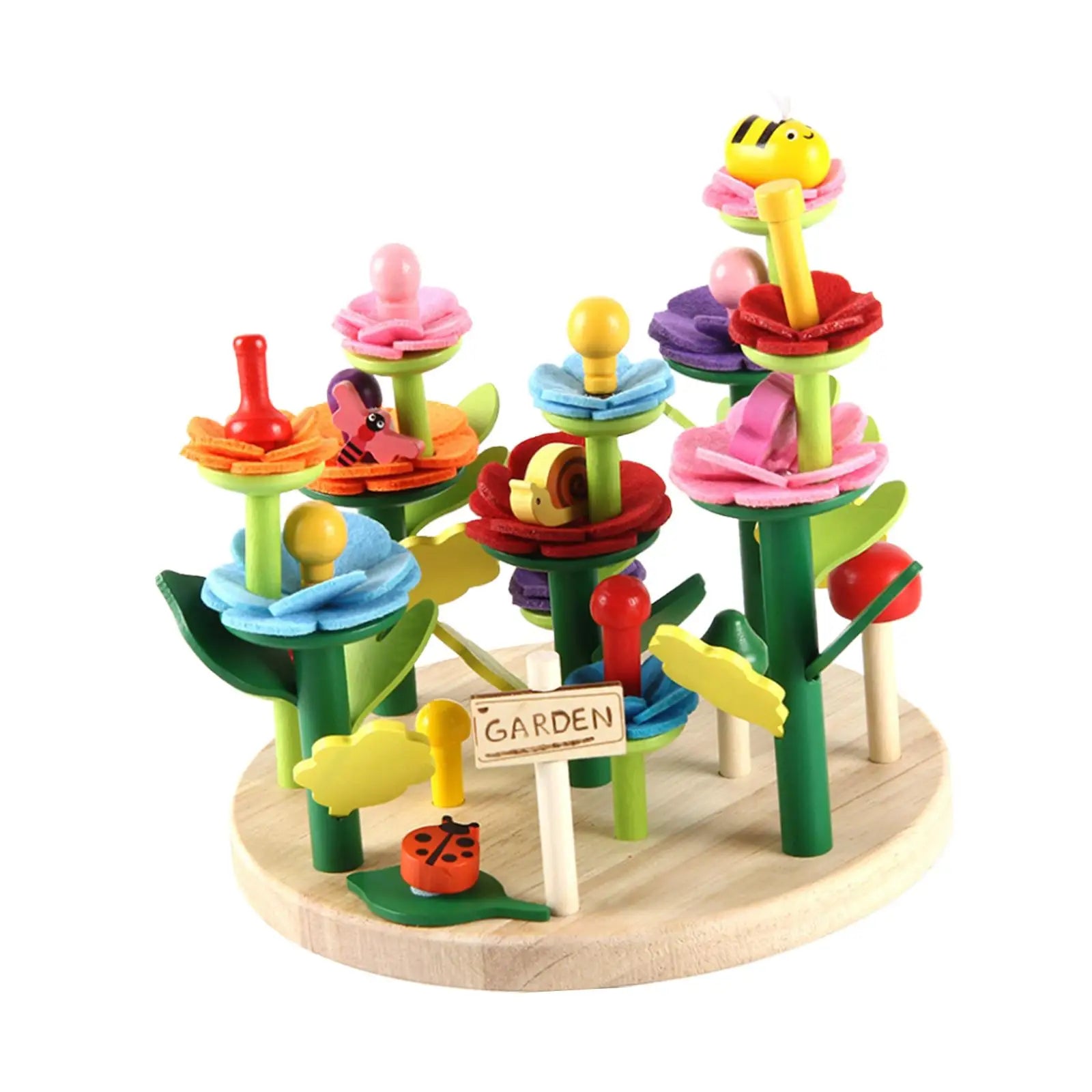 Wooden Flower Garden Building Toy for Kids | Montessori Stacking Toy Ages 4-6