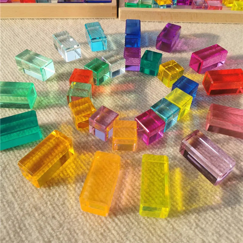 Rainbow Transparent Acrylic Stacking Blocks for Kids